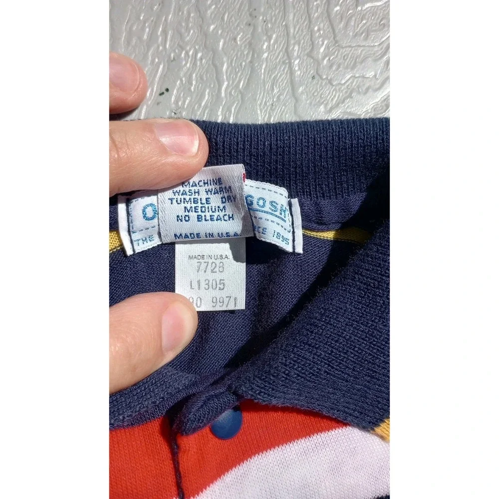 Vintage Oshkosh B'gosh 80s 90s Striped Polo USA EUC Red Navy Blue Yellow‎